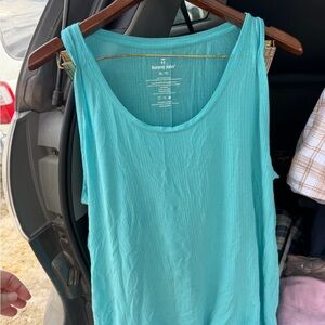 Tommy John Aqua Ribbed second Skin Scoop Neck Tank & Shorts pajama set